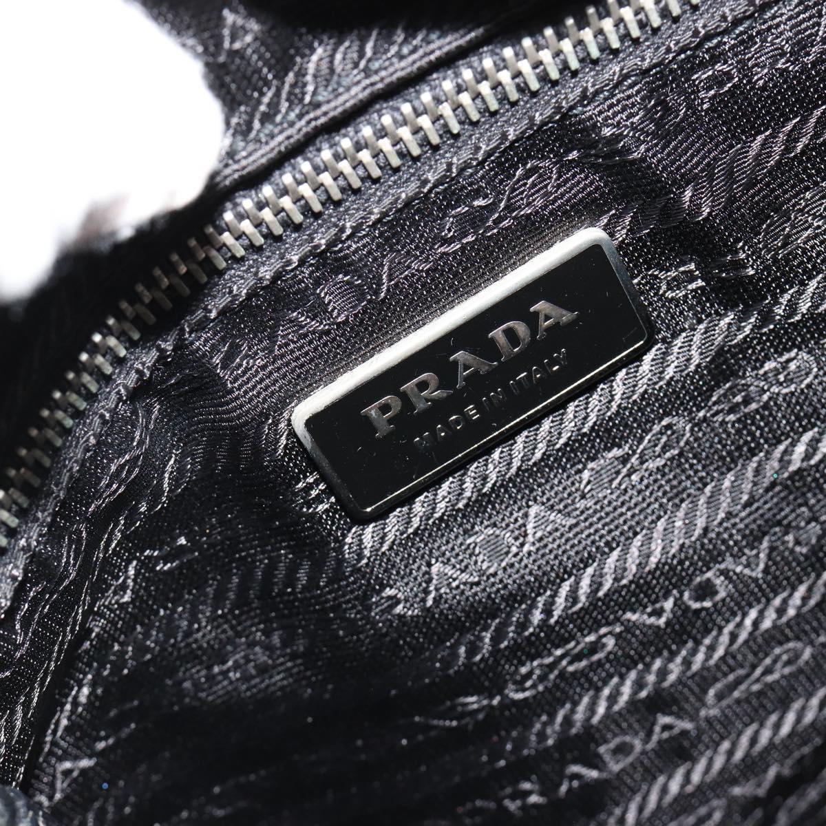 PRADA Shoulder Bag Nylon Leather Black Silver Auth 179529A
