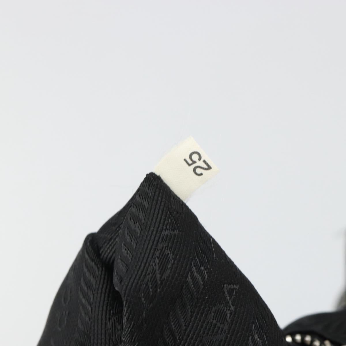 PRADA Shoulder Bag Nylon Leather Black Silver Auth 179529A