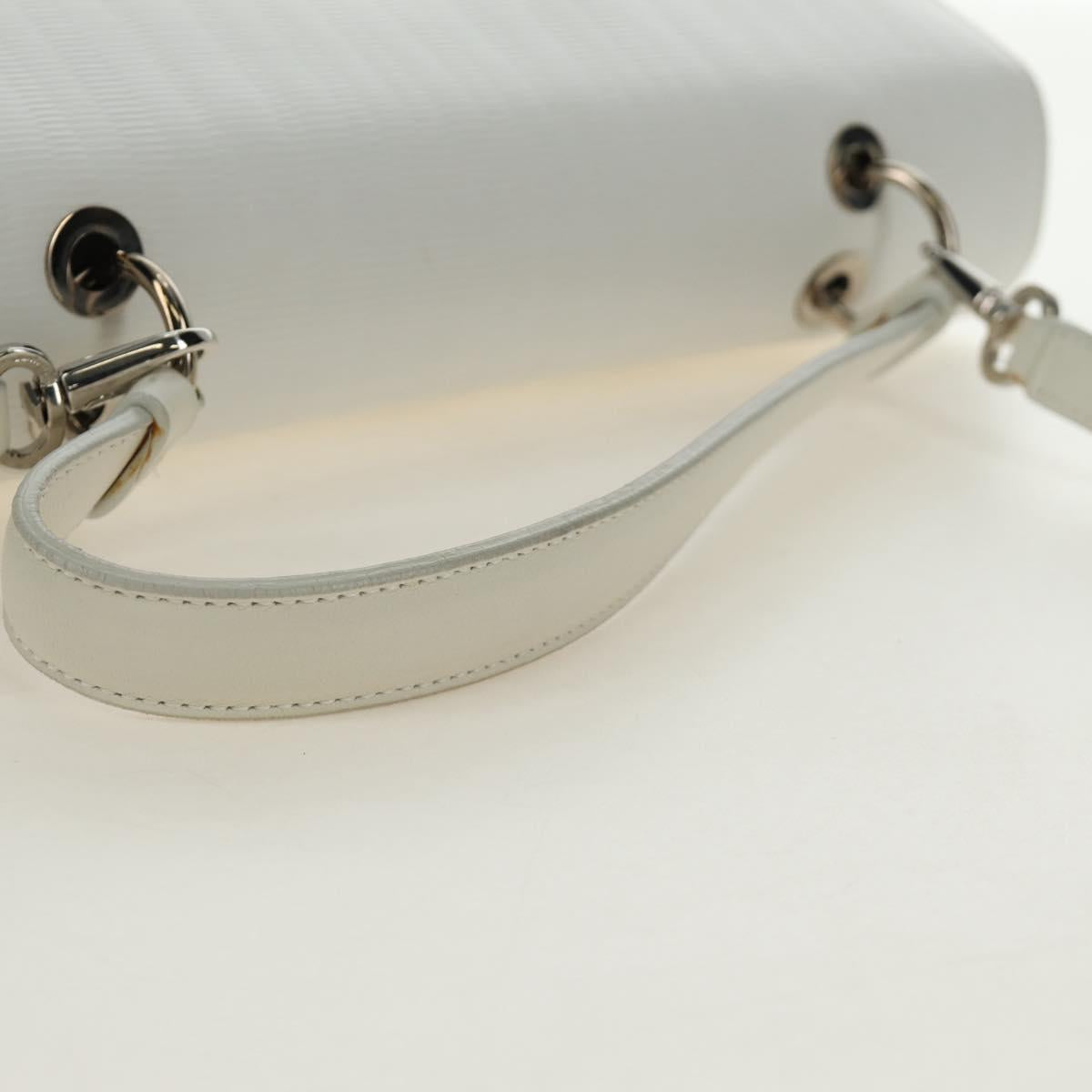 Salvatore Ferragamo Gancini Hand Bag PVC Leather 2way White Silver Auth 179530V