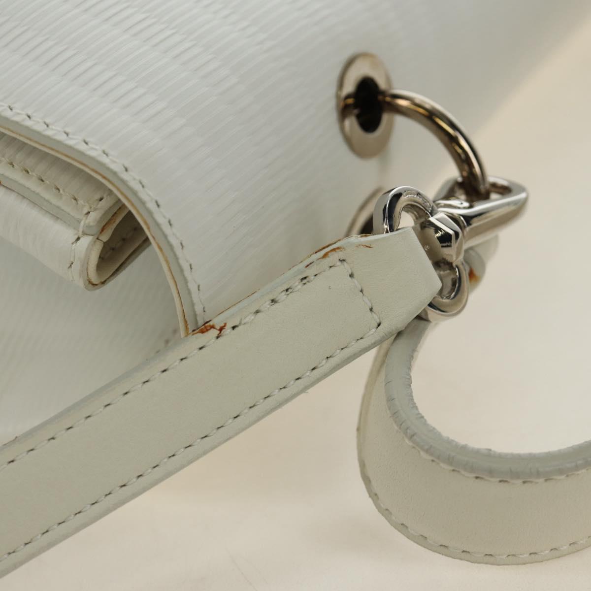 Salvatore Ferragamo Gancini Hand Bag PVC Leather 2way White Silver Auth 179530V