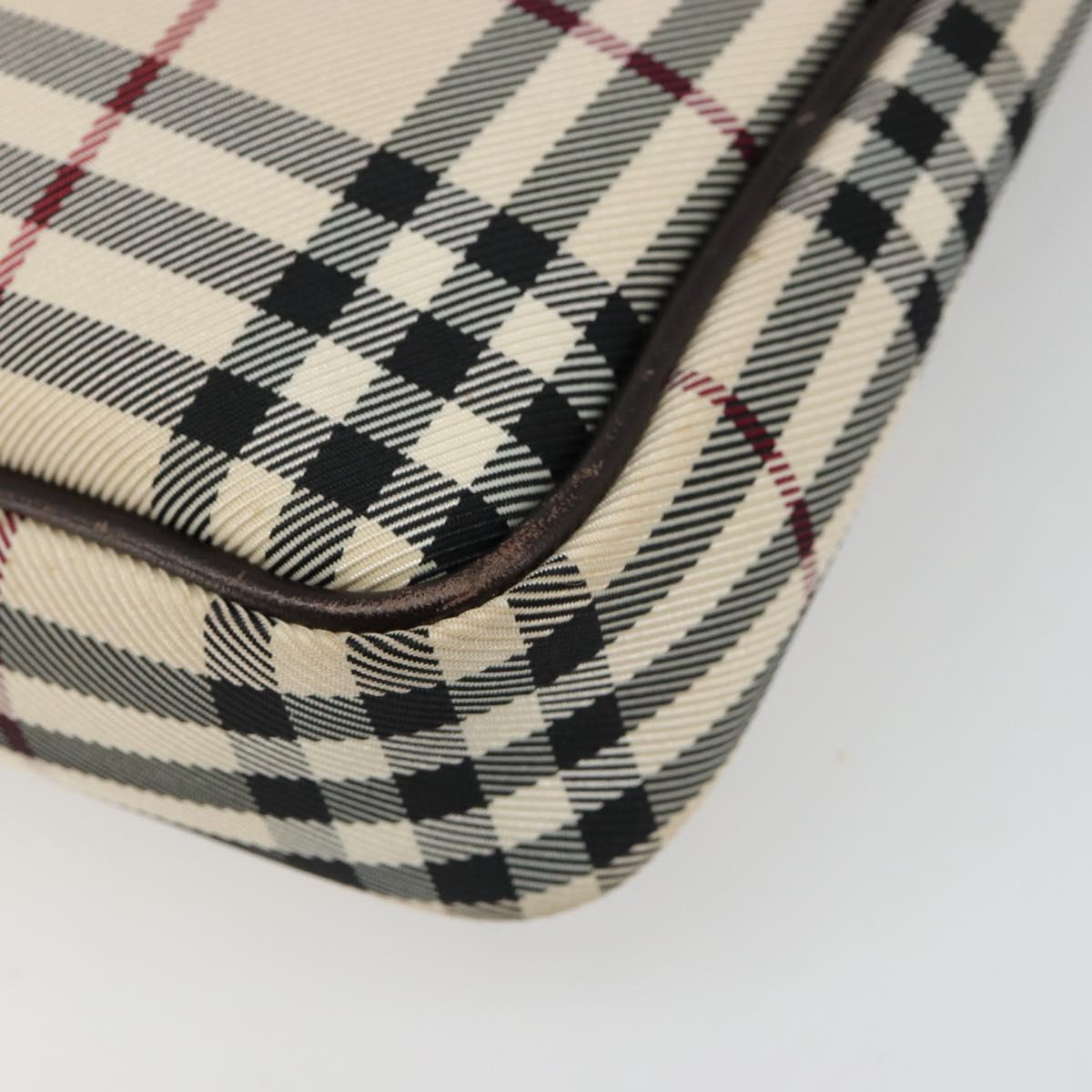 BURBERRY Nova Check Shoulder Bag Canvas Silver Beige Auth 179533