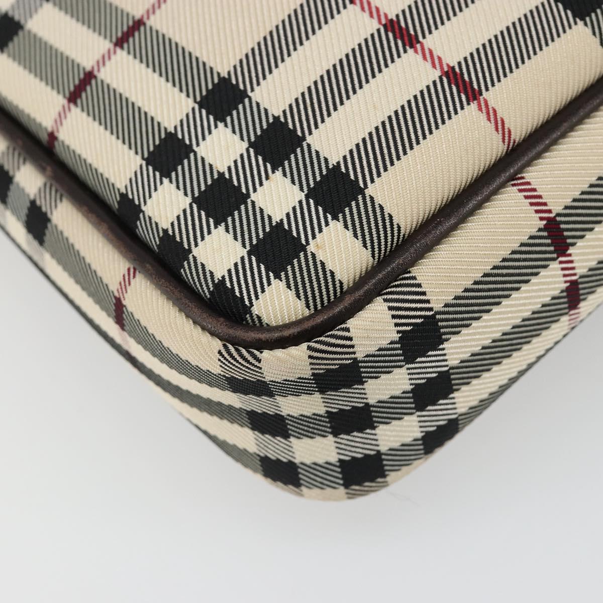 BURBERRY Nova Check Shoulder Bag Canvas Silver Beige Auth 179533