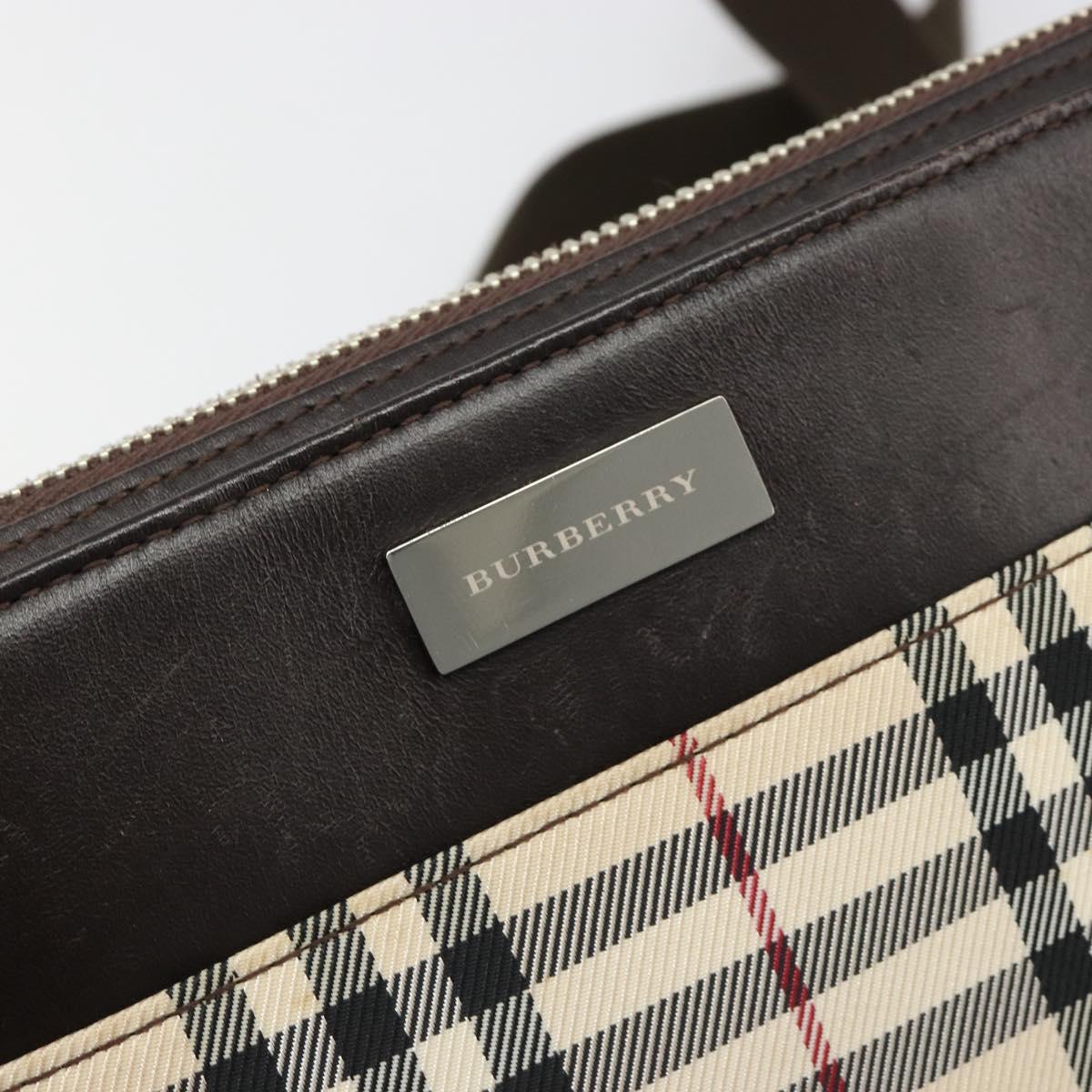 BURBERRY Nova Check Shoulder Bag Canvas Silver Beige Auth 179533