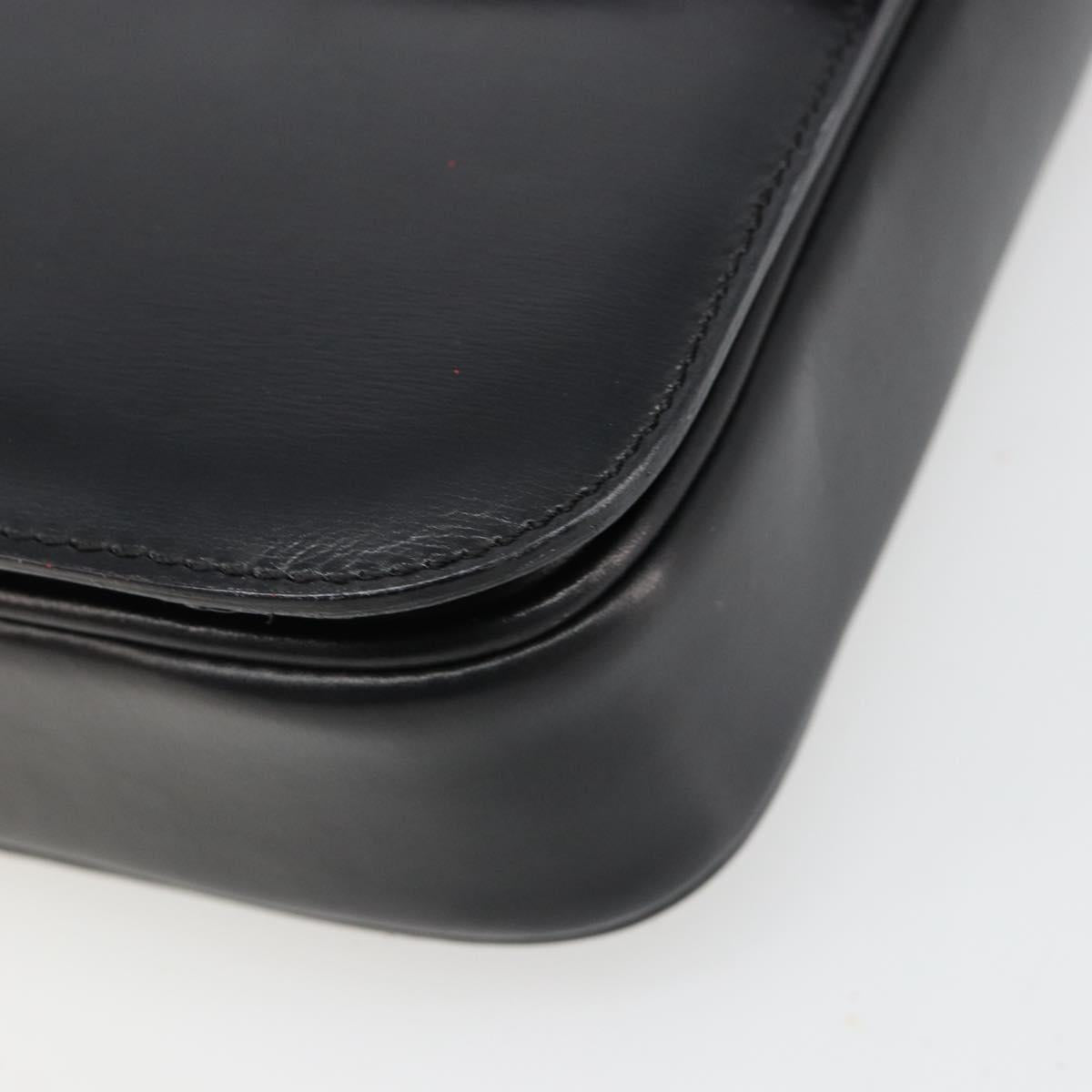 CELINE Shoulder Bag Leather Black Gold Auth 179534A