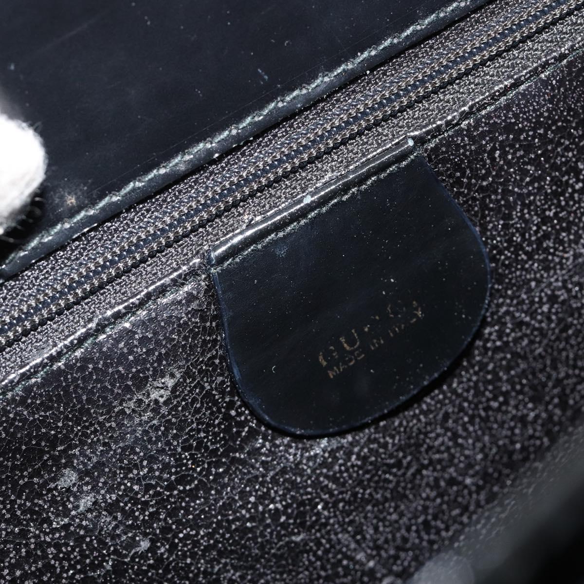 GUCCI Bamboo Hand Bag Patent leather Black Gold Auth 179535