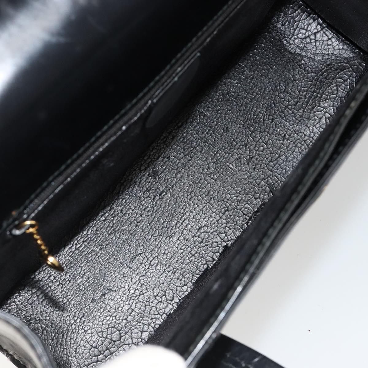 GUCCI Bamboo Hand Bag Patent leather Black Gold Auth 179535