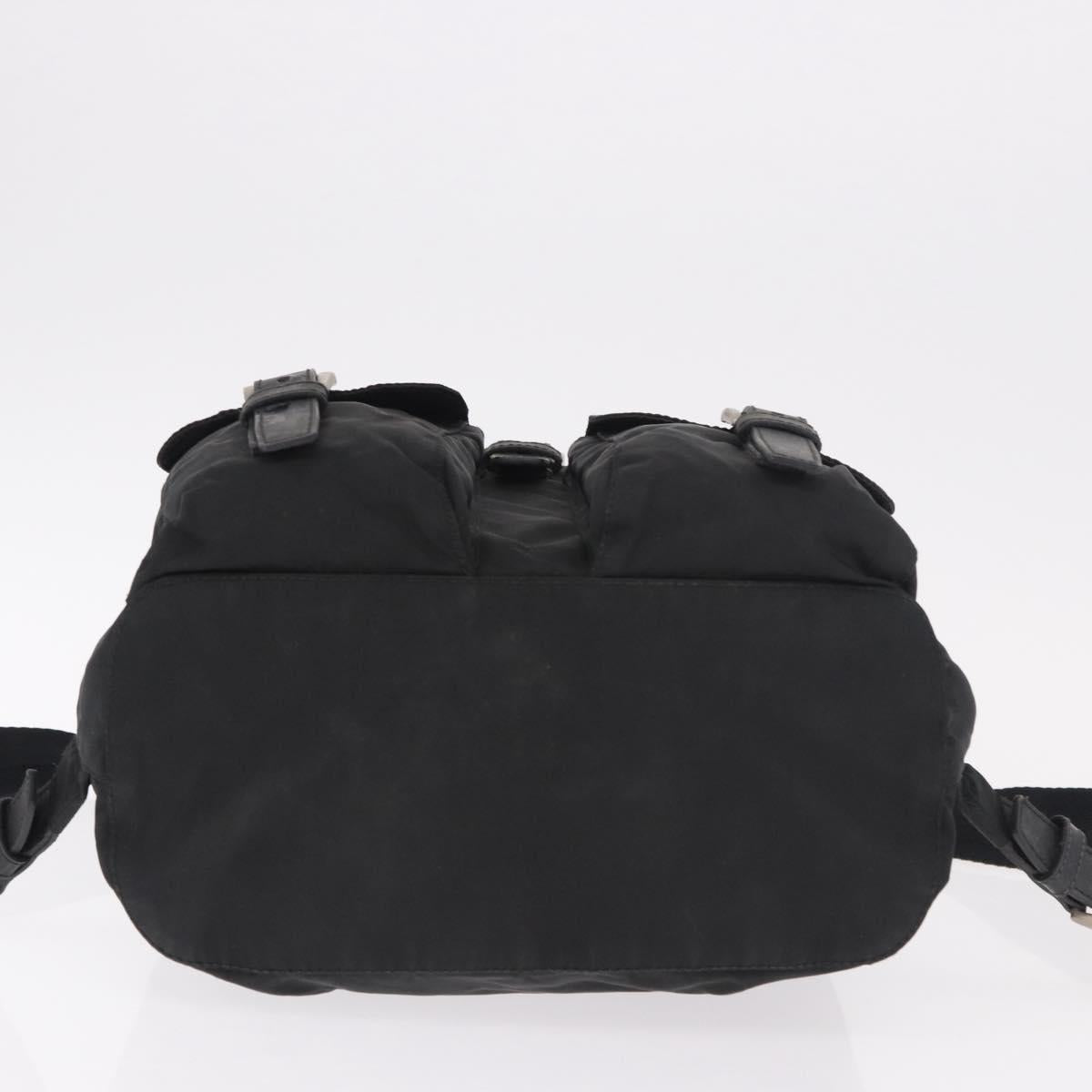 PRADA Backpack Nylon Black Silver Auth 179537