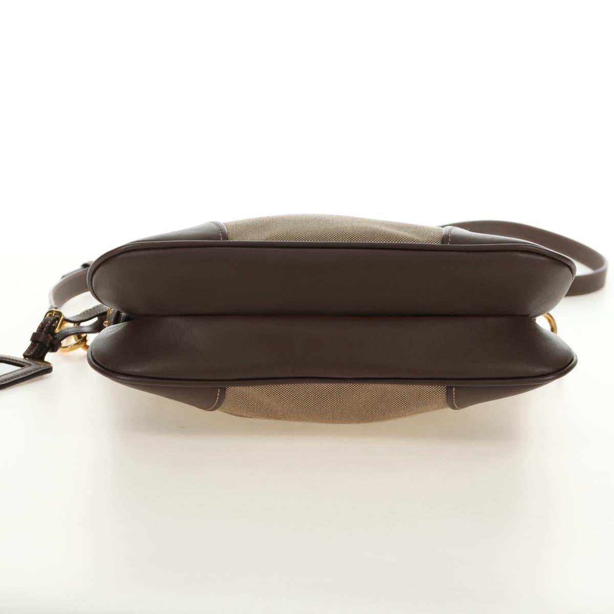 PRADA Shoulder Bag Canvas Beige Gold Auth 179538V