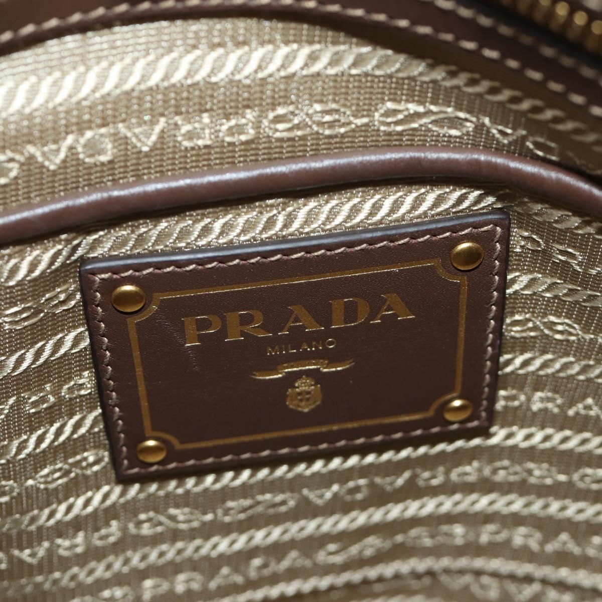 PRADA Shoulder Bag Canvas Beige Gold Auth 179538V