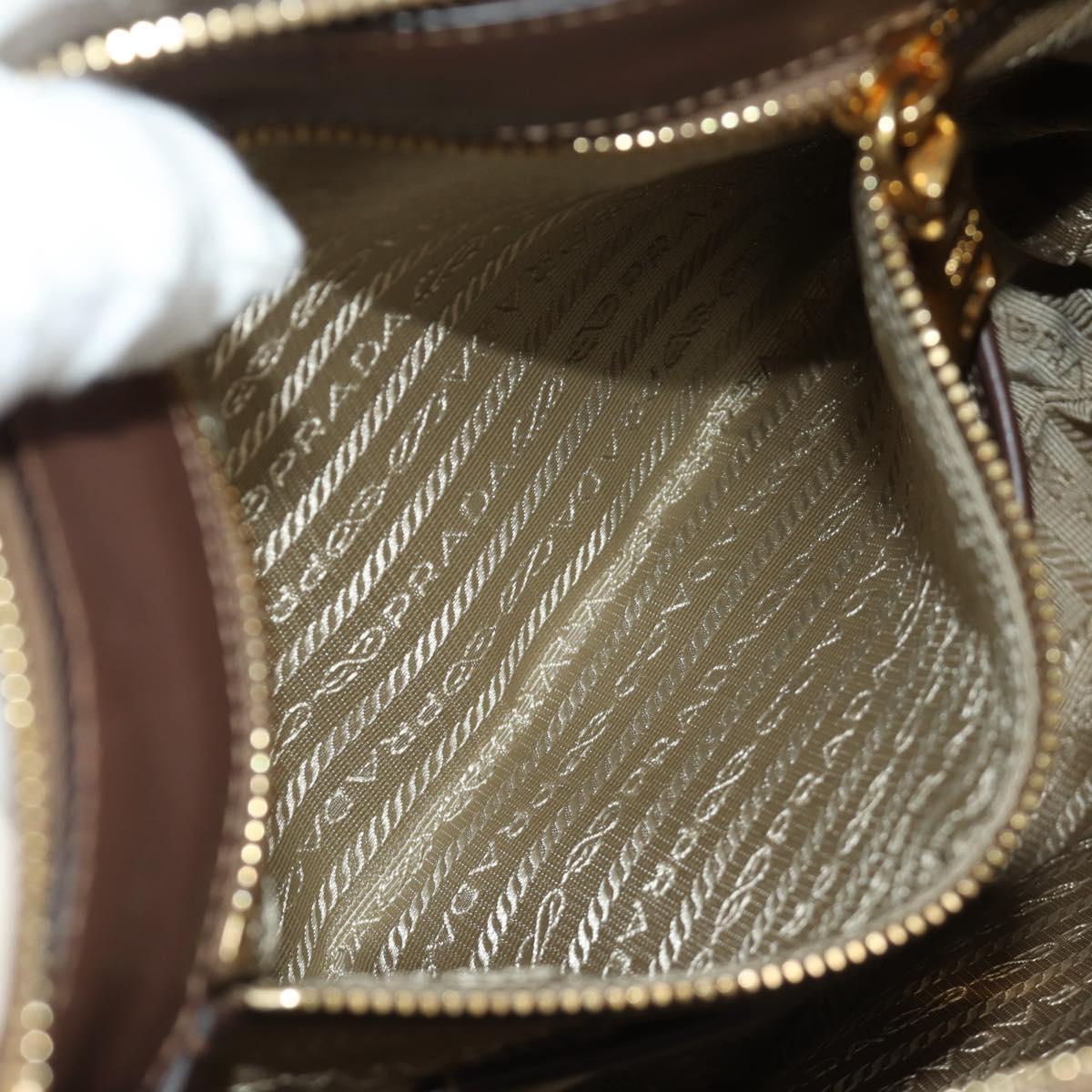 PRADA Shoulder Bag Canvas Beige Gold Auth 179538V