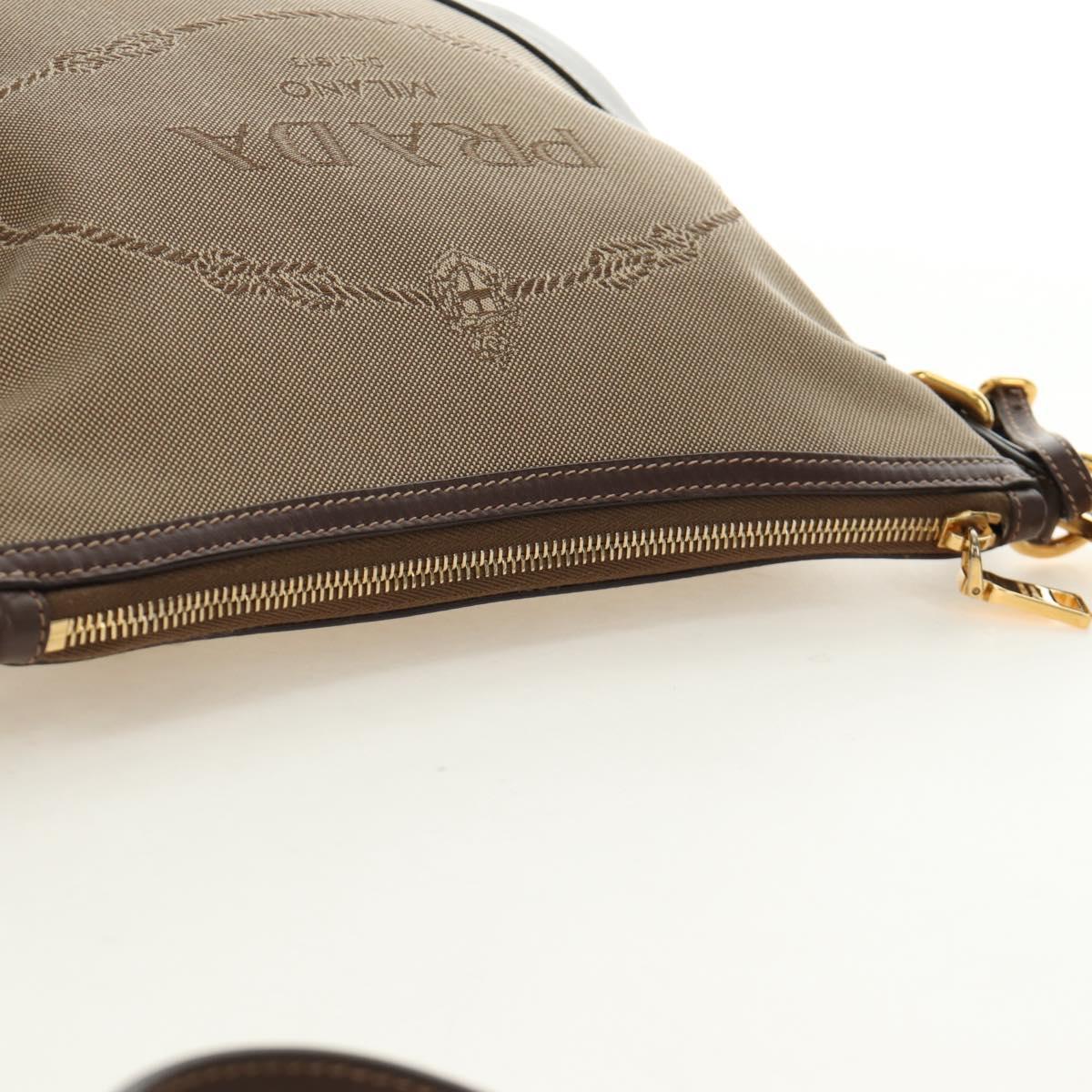 PRADA Shoulder Bag Canvas Beige Gold Auth 179538V