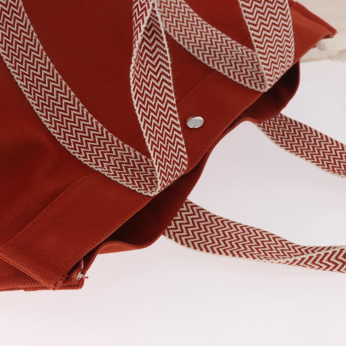 HERMES Cannes MM Hand Bag cotton Orange Silver Auth 179542A
