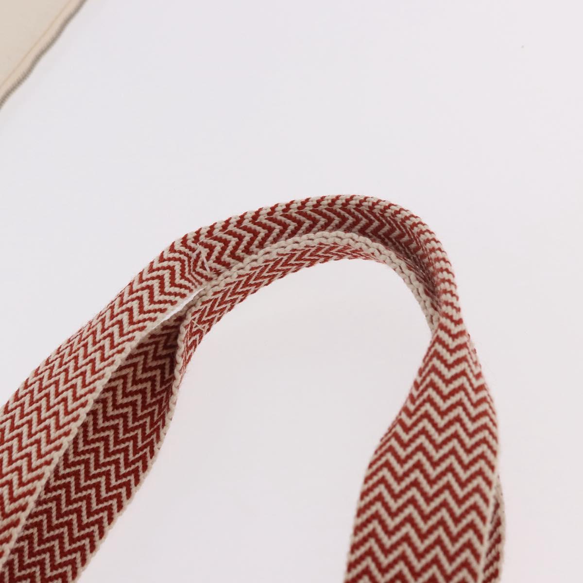 HERMES Cannes MM Hand Bag cotton Orange Silver Auth 179542A