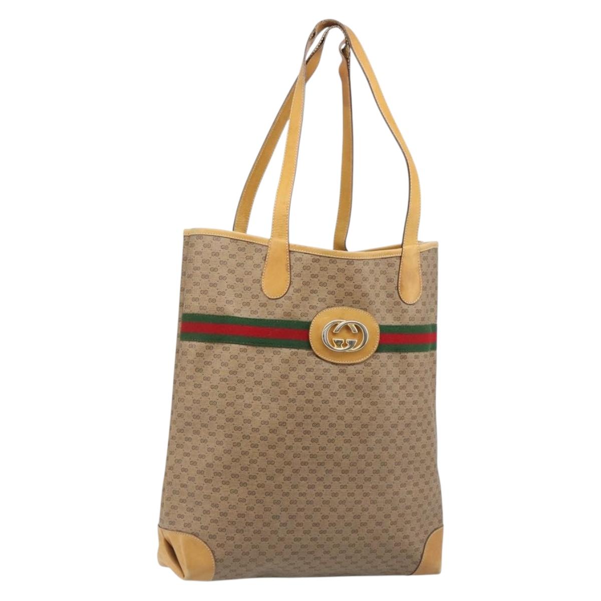 GUCCI Micro GG Supreme Web Sherry Line Bag PVC Beige 002 904 0131 Auth 179549