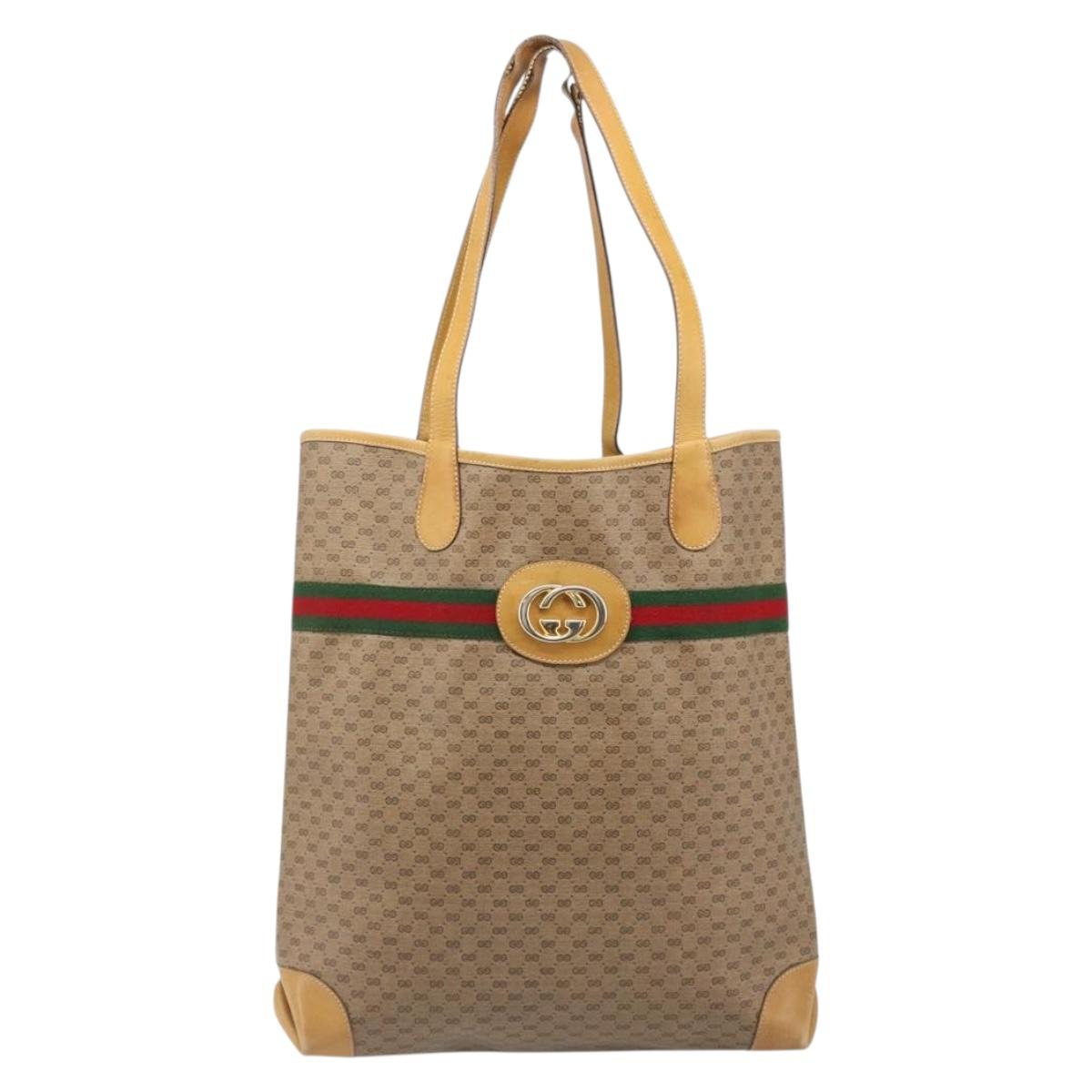 GUCCI Micro GG Supreme Web Sherry Line Bag PVC Beige 002 904 0131 Auth 179549