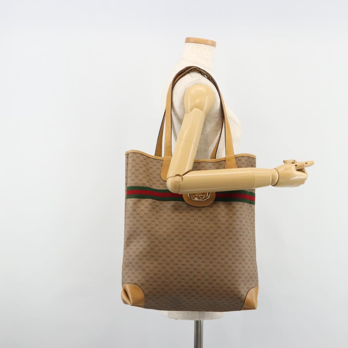 GUCCI Micro GG Supreme Web Sherry Line Bag PVC Beige 002 904 0131 Auth 179549