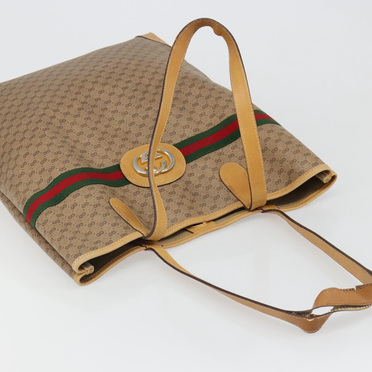 GUCCI Micro GG Supreme Web Sherry Line Bag PVC Beige 002 904 0131 Auth 179549