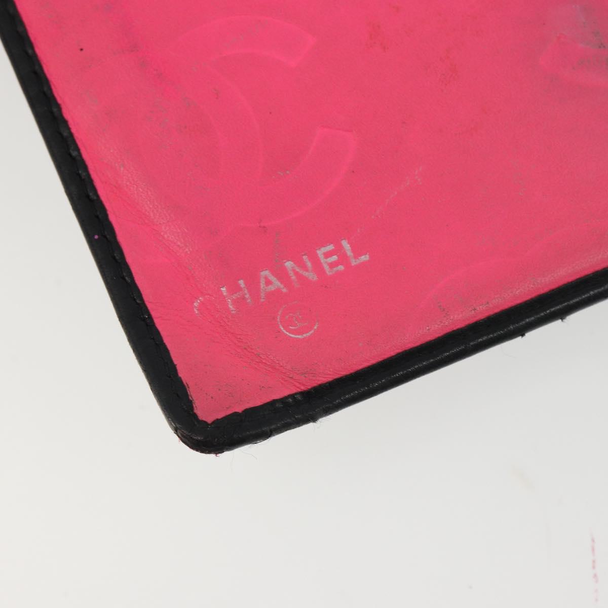 CHANEL Cambon Line Wallet Lamb Skin Black CC Auth 179550