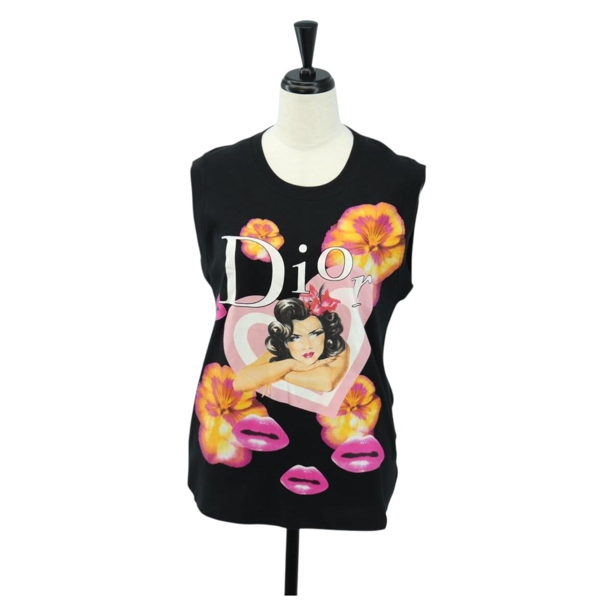 Christian Dior Tank Top Cotton Black Auth 179551M