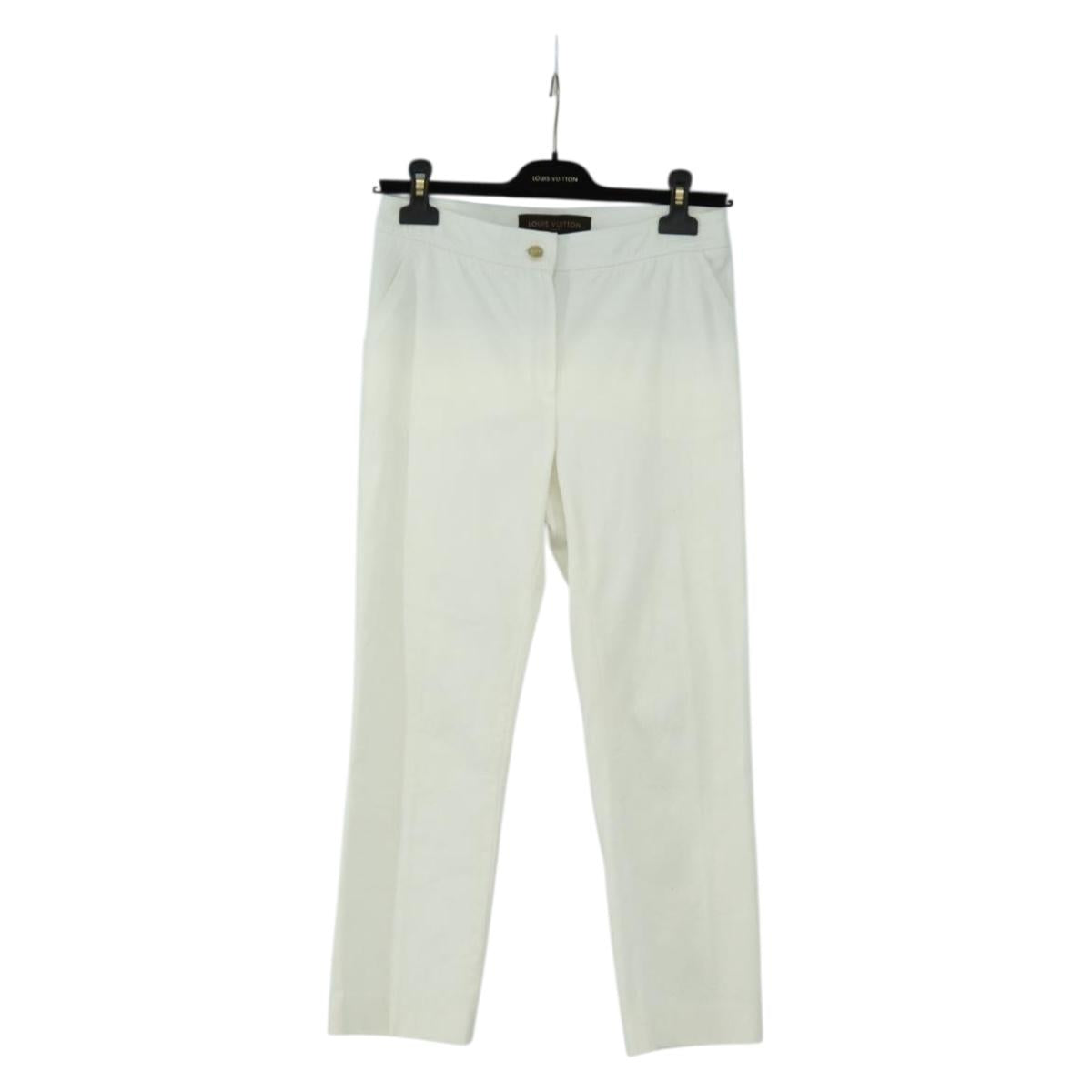 LOUIS VUITTON Pants Cotton White LV Auth 179552M