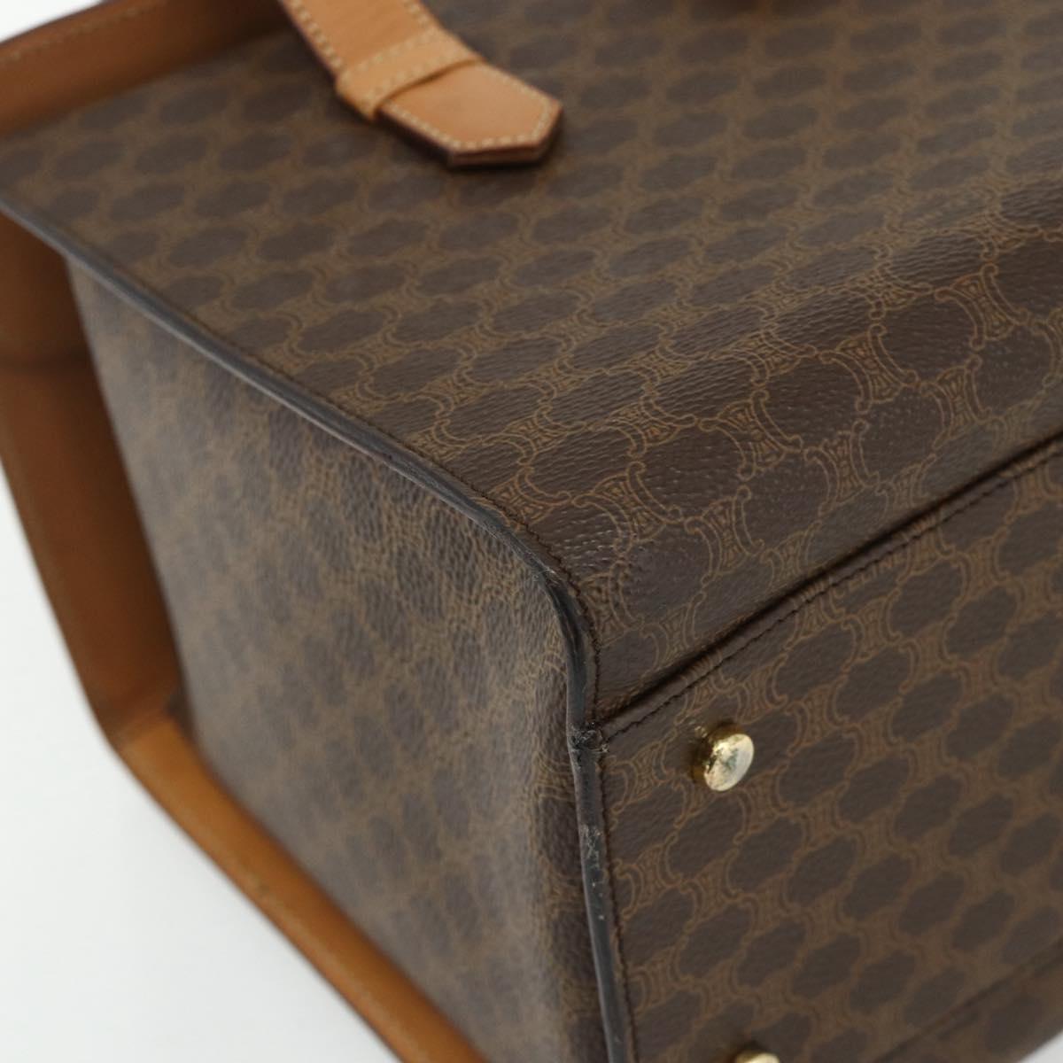 CELINE Macadam Canvas Hand Bag PVC Leather Brown Gold Auth 179567