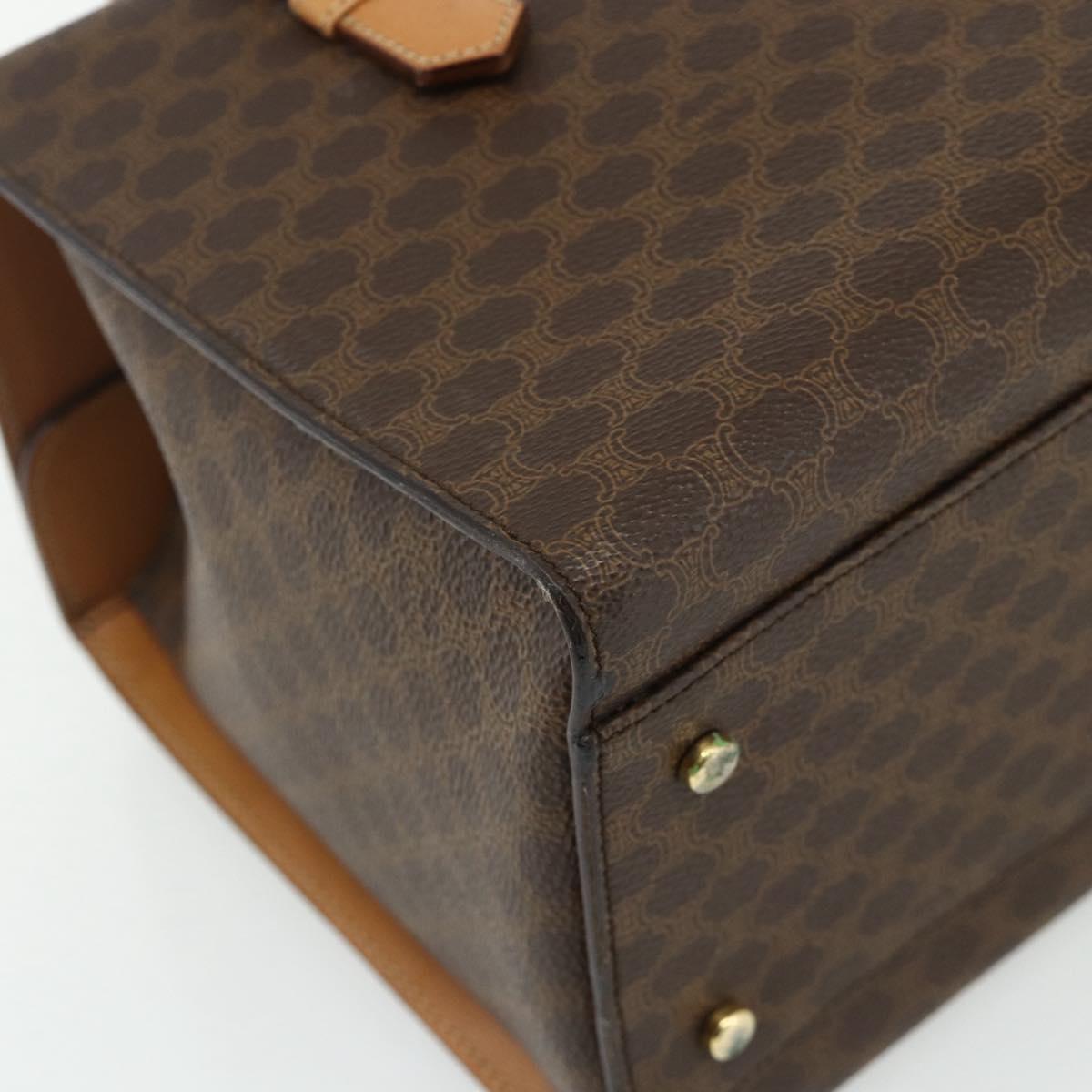 CELINE Macadam Canvas Hand Bag PVC Leather Brown Gold Auth 179567