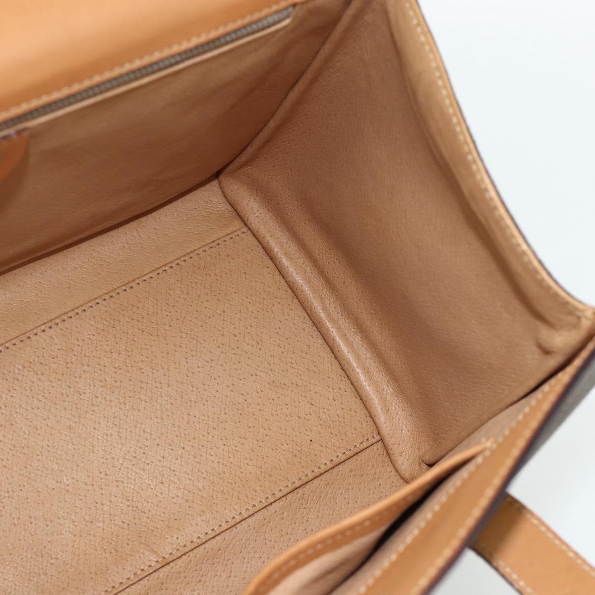 CELINE Macadam Canvas Hand Bag PVC Leather Brown Gold Auth 179567