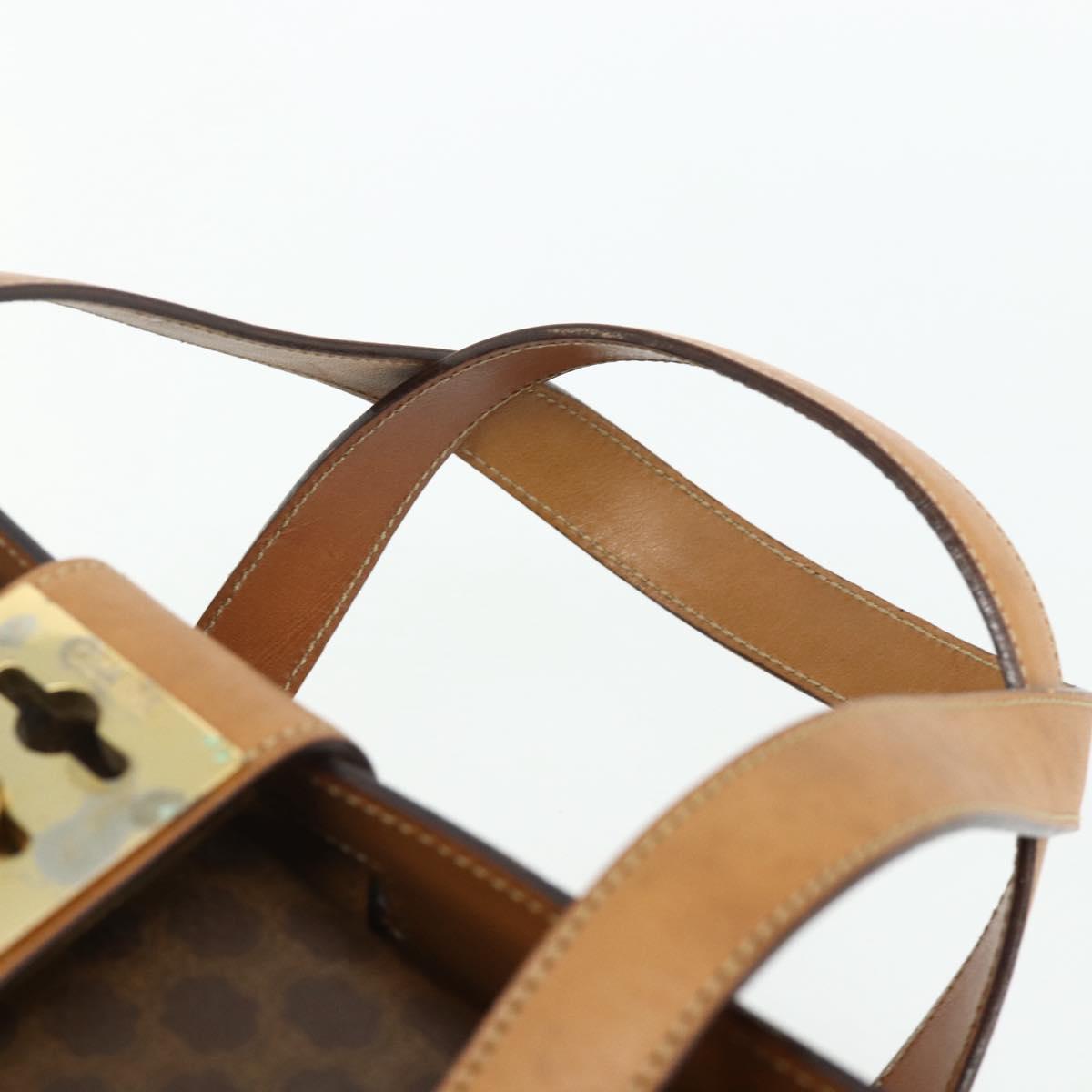 CELINE Macadam Canvas Hand Bag PVC Leather Brown Gold Auth 179567
