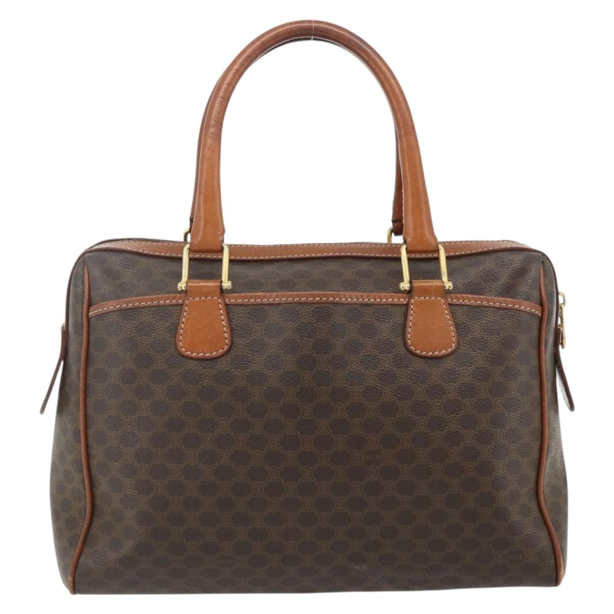 CELINE Macadam Canvas Hand Bag PVC Leather Gold Brown Auth 179568