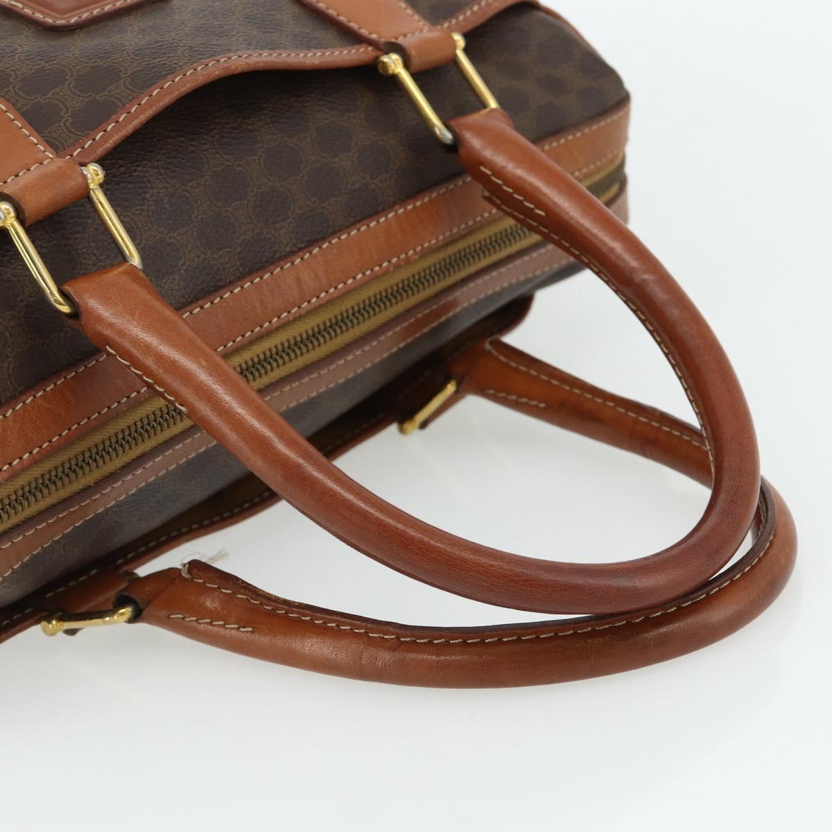CELINE Macadam Canvas Hand Bag PVC Leather Gold Brown Auth 179568