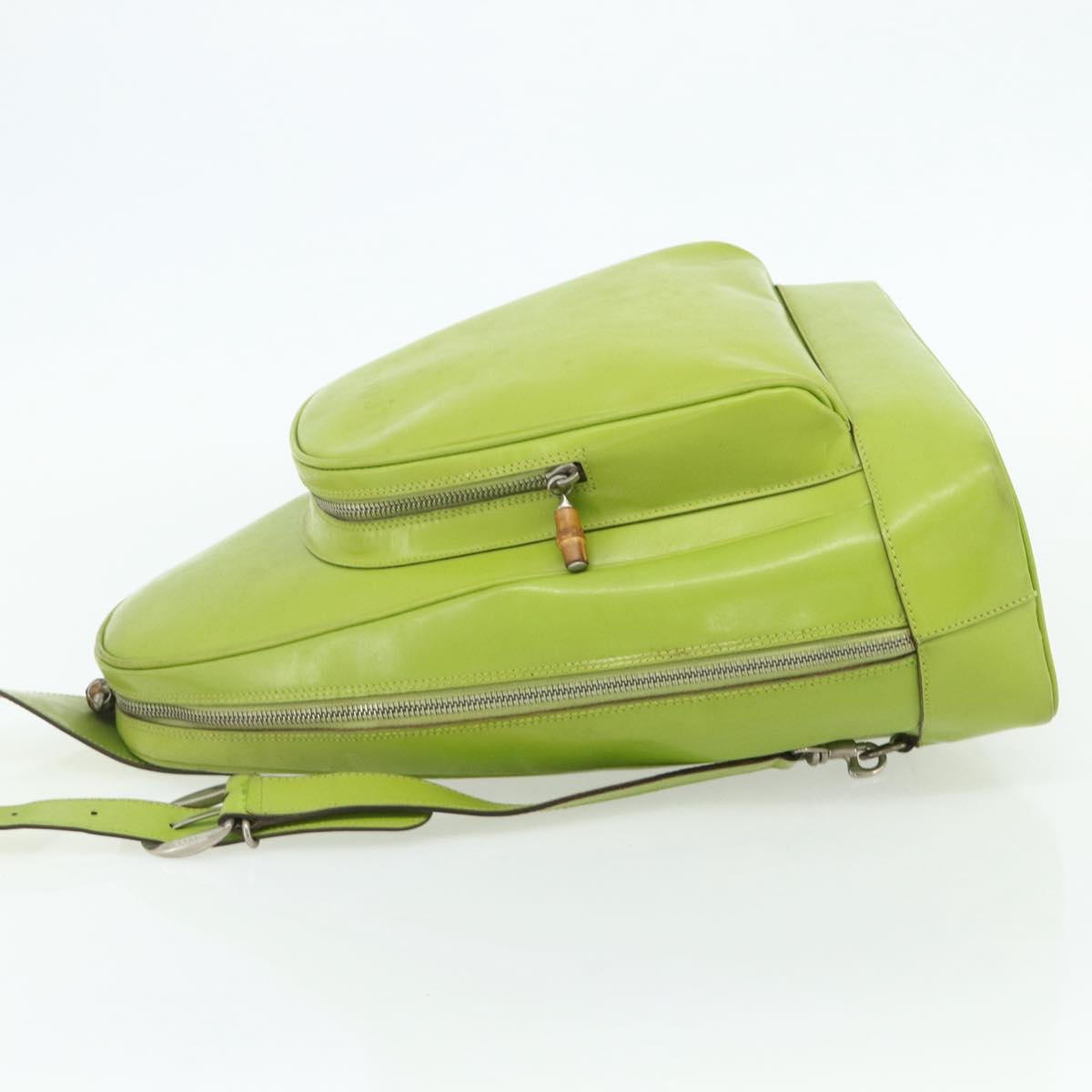 GUCCI Bamboo Body Bag Patent leather Green Gold 003 2113 0027 Auth 179580