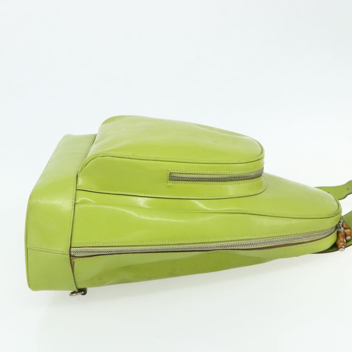 GUCCI Bamboo Body Bag Patent leather Green Gold 003 2113 0027 Auth 179580