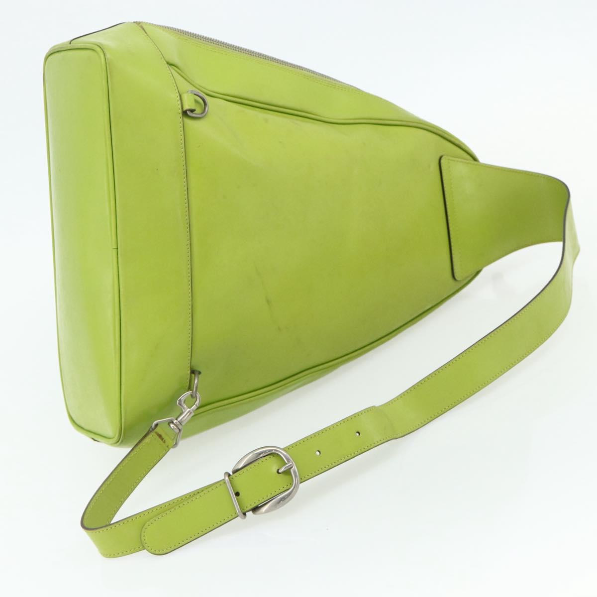 GUCCI Bamboo Body Bag Patent leather Green Gold 003 2113 0027 Auth 179580