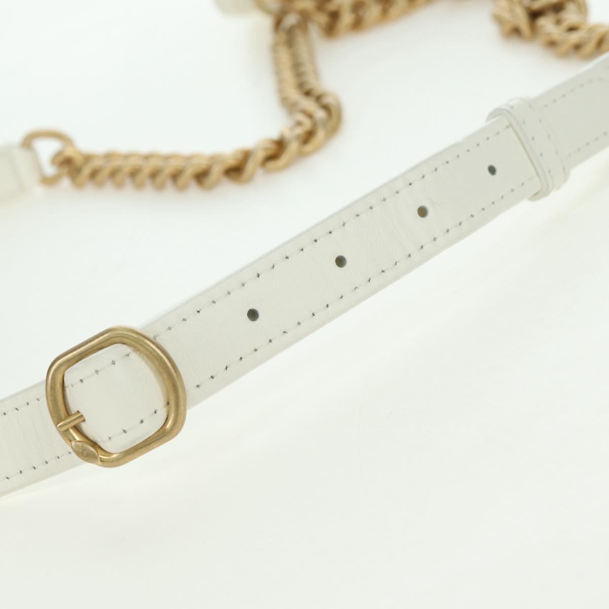 CHANEL Matelasse Chain Shoulder Bag Leather 2way White Gold CC Auth 179581SAM