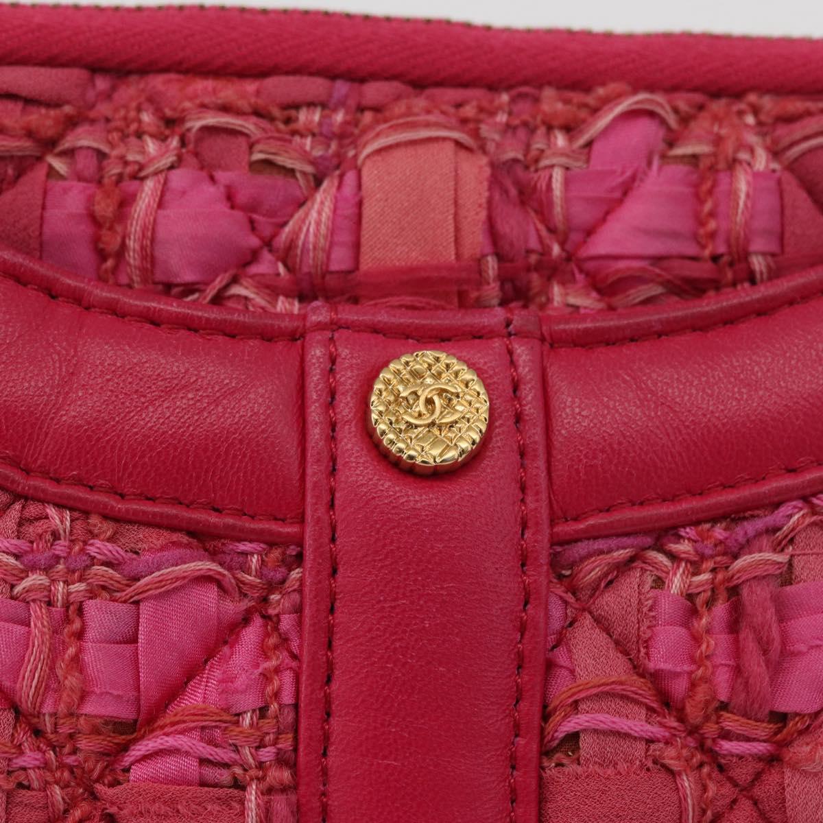 CHANEL Girl Chanel Chain Shoulder Bag Tweed Pink Gold CC Auth 179582SAM