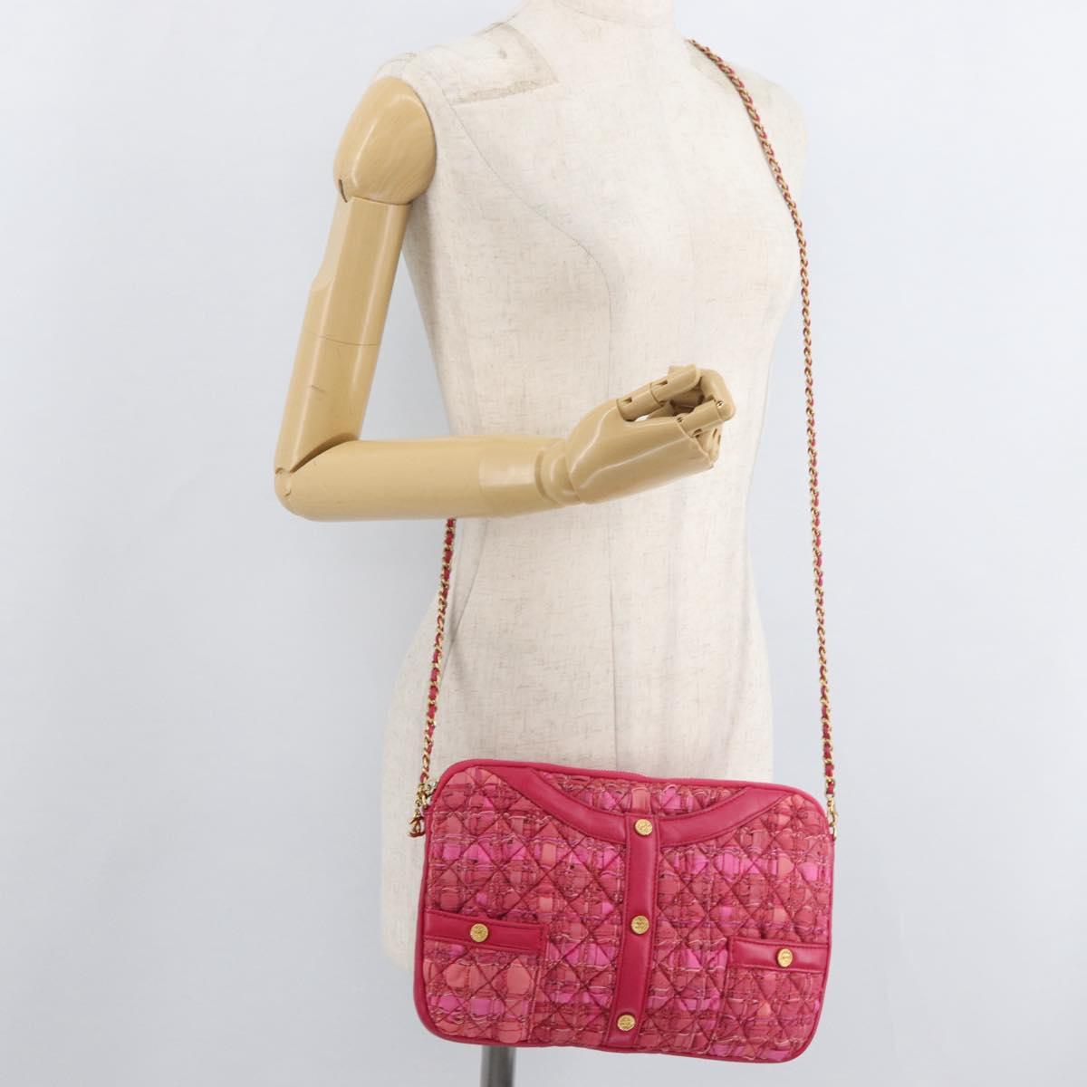 CHANEL Girl Chanel Chain Shoulder Bag Tweed Pink Gold CC Auth 179582SAM