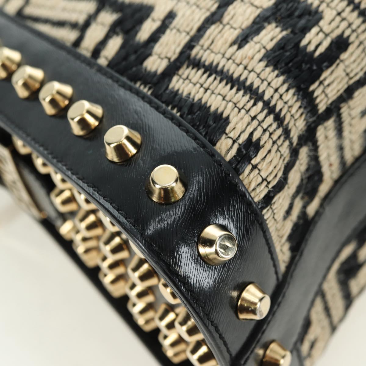 FENDI Zucca Canvas Hand Bag Black Gold Auth 179584V