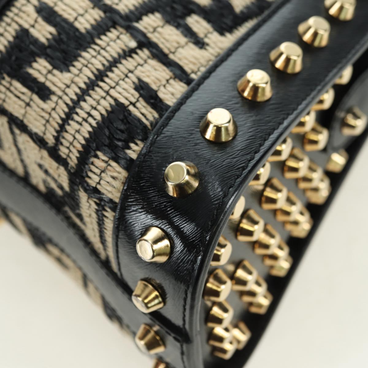 FENDI Zucca Canvas Hand Bag Black Gold Auth 179584V