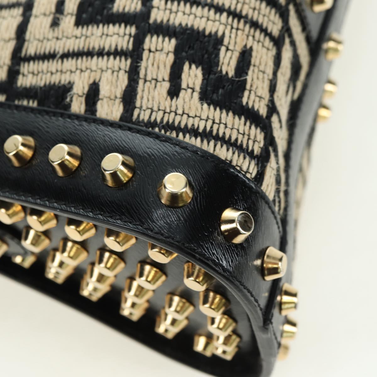 FENDI Zucca Canvas Hand Bag Black Gold Auth 179584V
