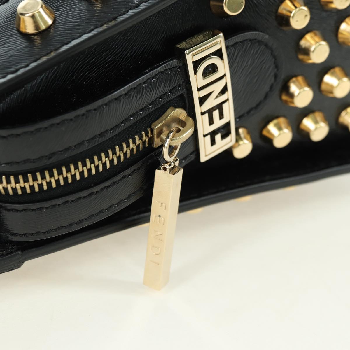 FENDI Zucca Canvas Hand Bag Black Gold Auth 179584V