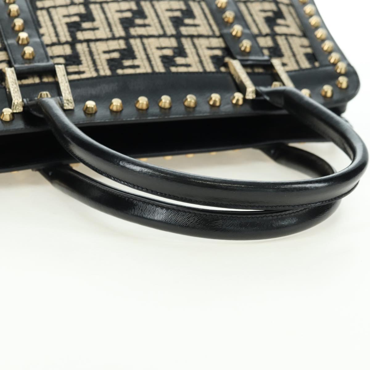 FENDI Zucca Canvas Hand Bag Black Gold Auth 179584V