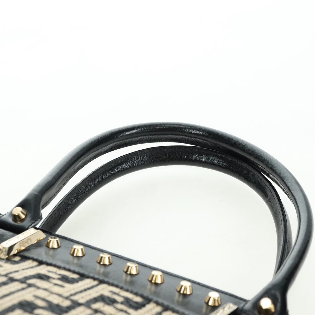 FENDI Zucca Canvas Hand Bag Black Gold Auth 179584V