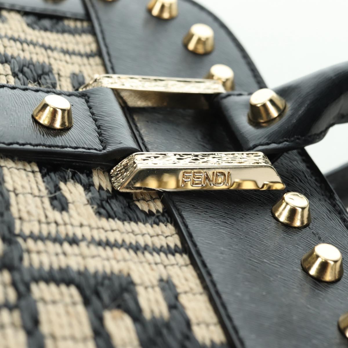 FENDI Zucca Canvas Hand Bag Black Gold Auth 179584V