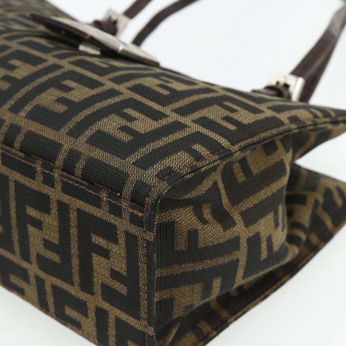 FENDI Zucca Canvas Mamma Baguette Tote Bag Brown Black Auth 179585