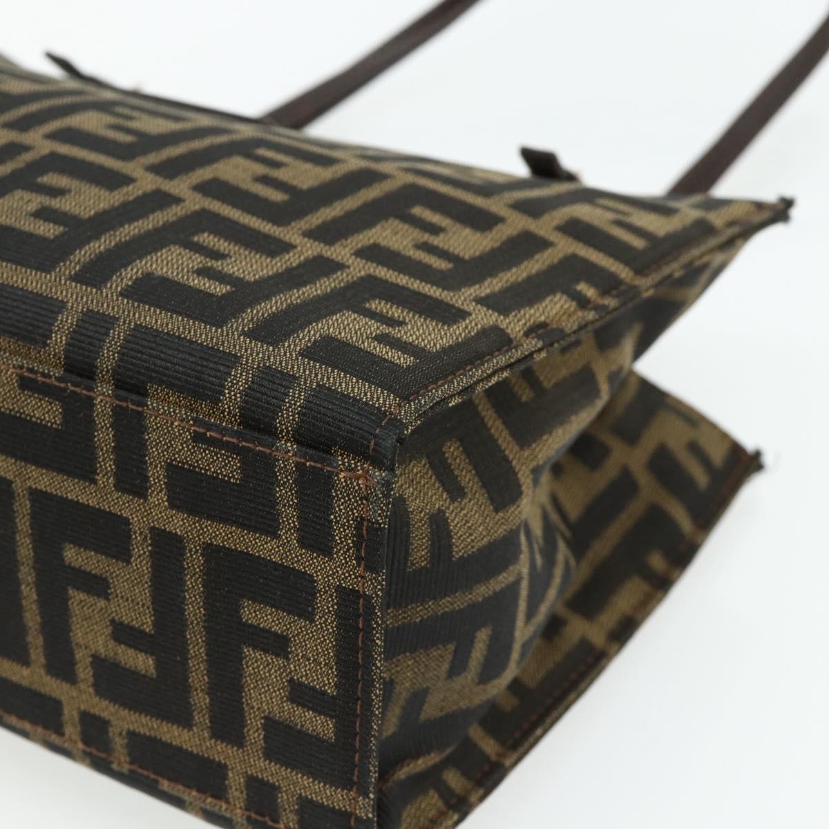 FENDI Zucca Canvas Mamma Baguette Tote Bag Brown Black Auth 179585