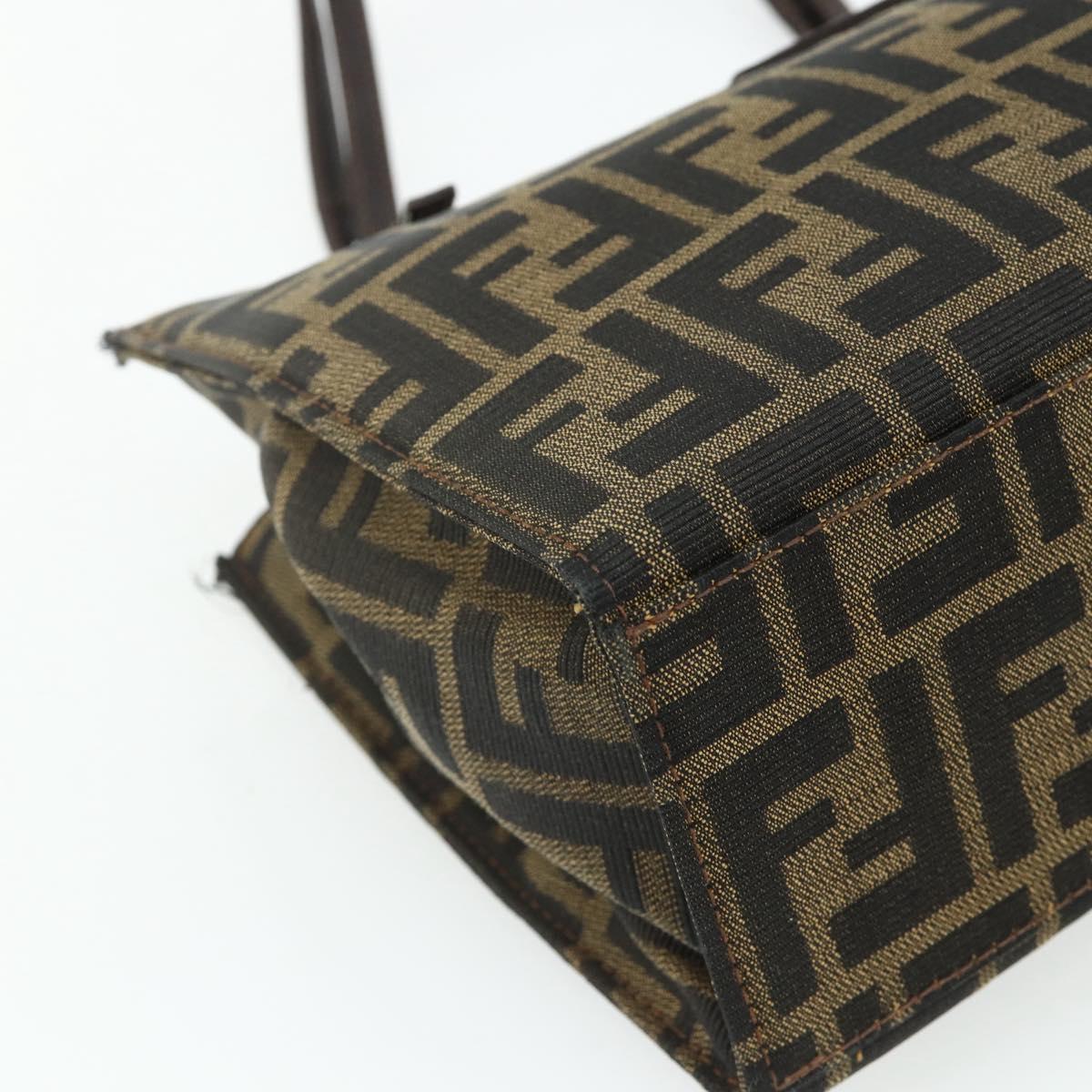 FENDI Zucca Canvas Mamma Baguette Tote Bag Brown Black Auth 179585
