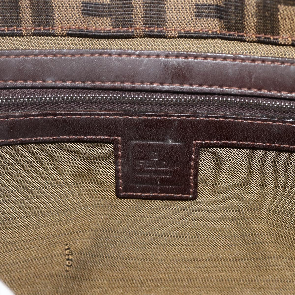 FENDI Zucca Canvas Mamma Baguette Tote Bag Brown Black Auth 179585