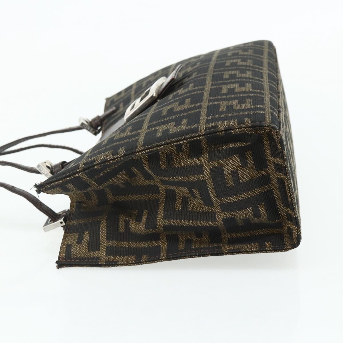 FENDI Zucca Canvas Mamma Baguette Tote Bag Brown Black Auth 179585