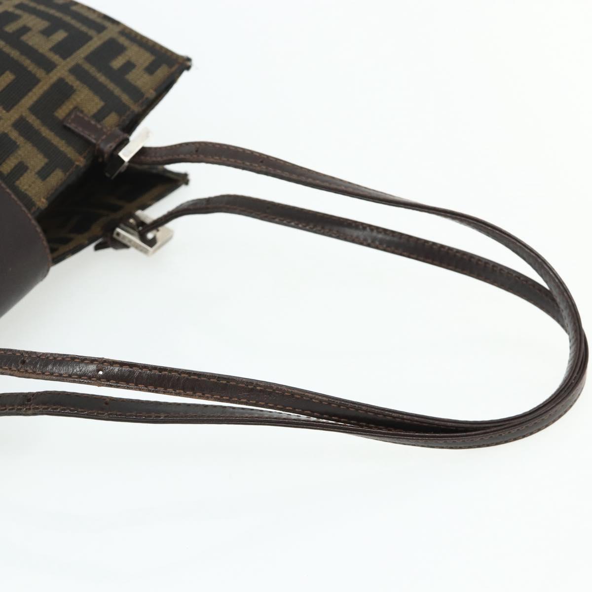 FENDI Zucca Canvas Mamma Baguette Tote Bag Brown Black Auth 179585