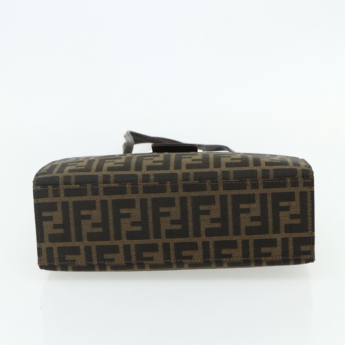 FENDI Zucca Canvas Mamma Baguette Tote Bag Brown Black Auth 179585